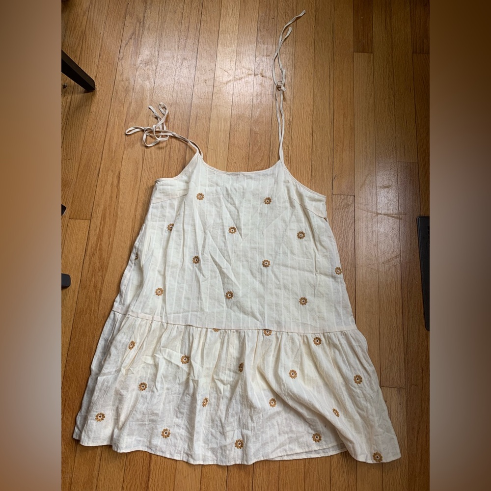 Boutique Cream Sundress with Floral Embroidery